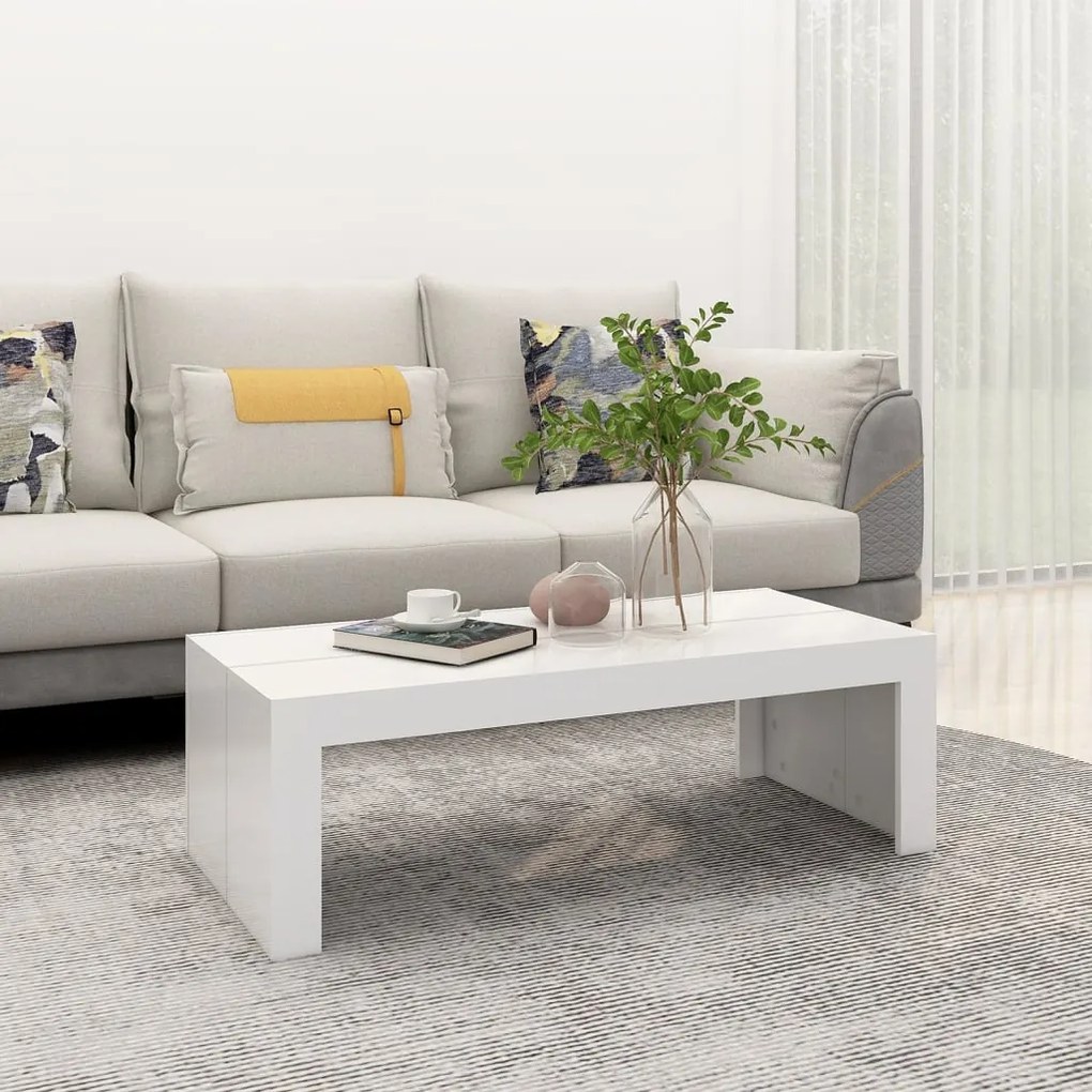 vidaXL Mesa de centro 110x50x35 cm contraplacado branco