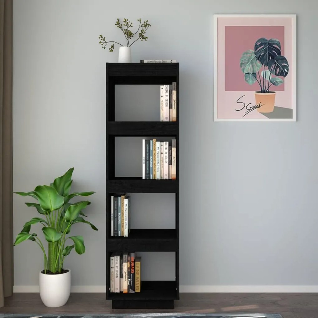 Estante/divisória 40x35x135 cm pinho maciço preto