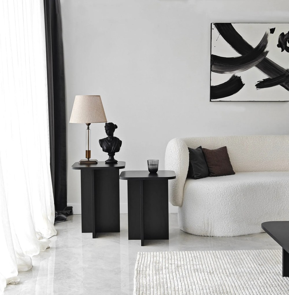 Conjunto de Mesas de Apoio Blues – Preto – 40x50x40 cm & 40x55x40 cm
