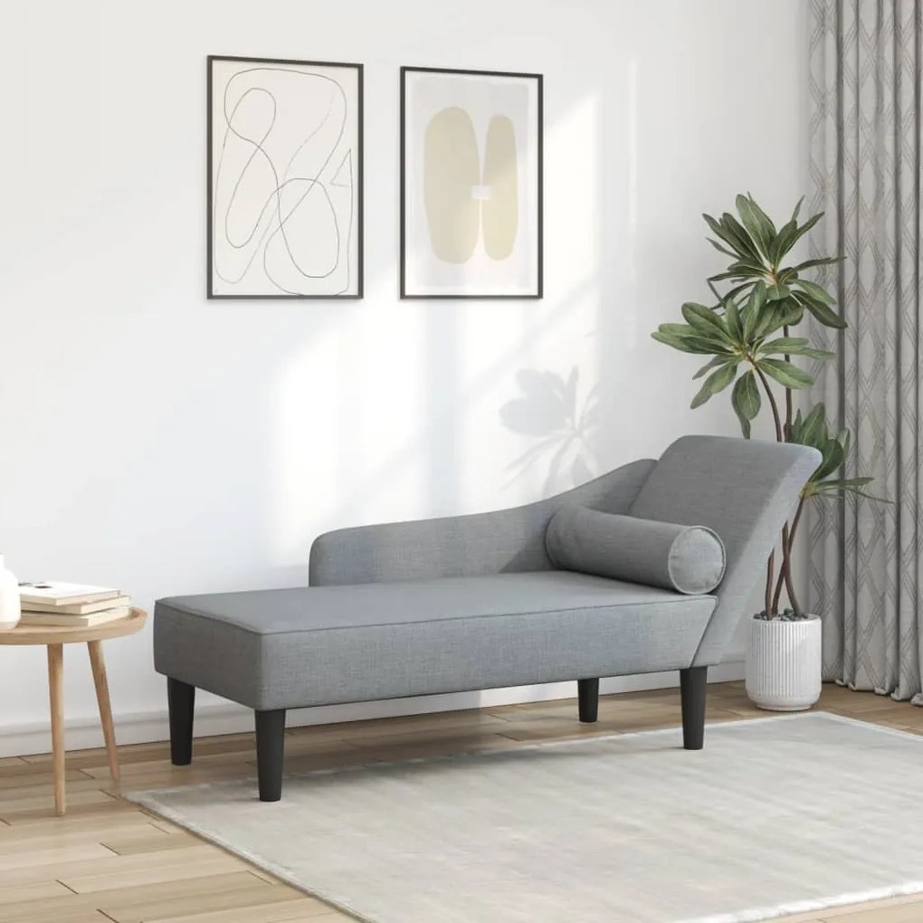 vidaXL Chaise lounge com almofadões tecido cinzento-claro