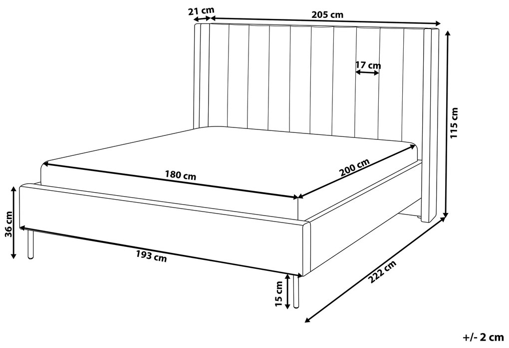 Cama de casal em veludo taupe 180 x 200 cm VILLETTE Beliani