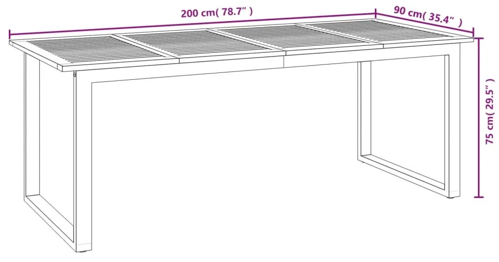 Conj. jantar p/ jardim 9 pcs madeira de acácia maciça e metal