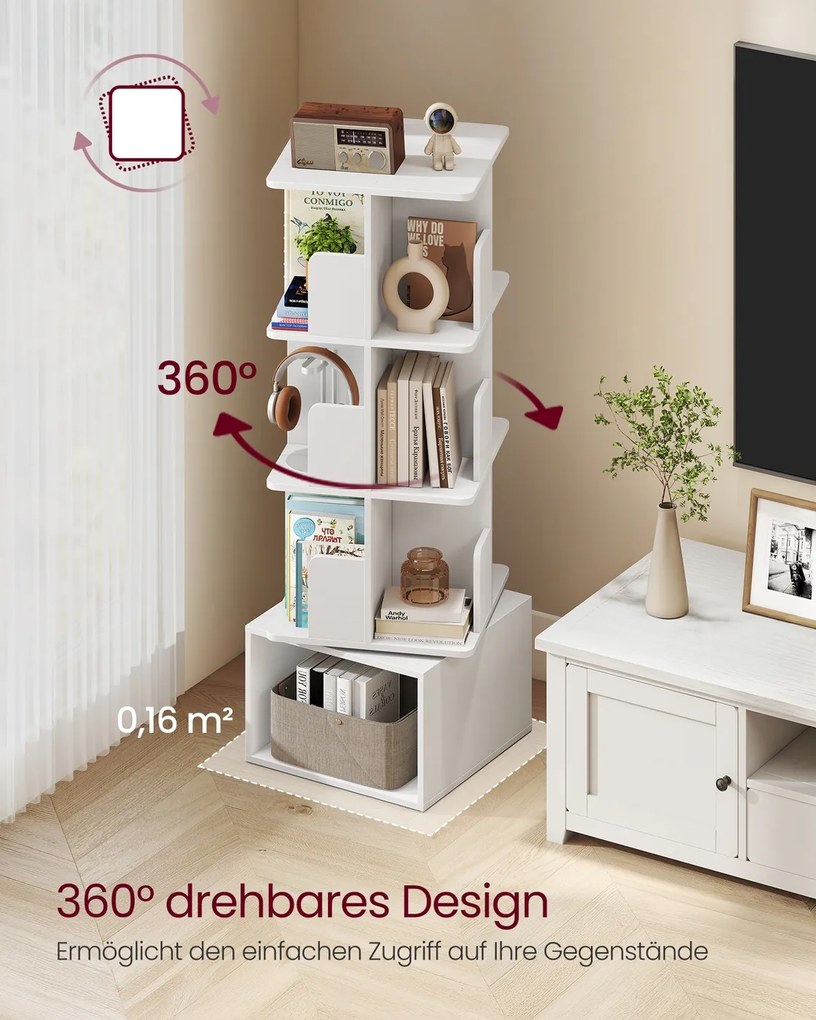 Estante 40 x 40 x 124,6 cm giratória 360° com compartimentos abertos e 4 níveis Coleção Custos Branca