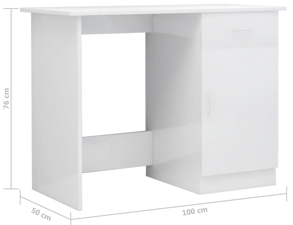 Secretária 100x50x76 cm contraplacado branco brilhante