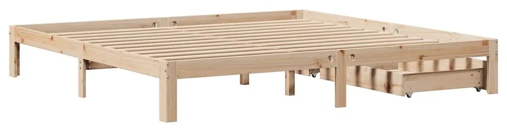 Estrutura de cama c/ gavetas 200x200 cm madeira de pinho maciça