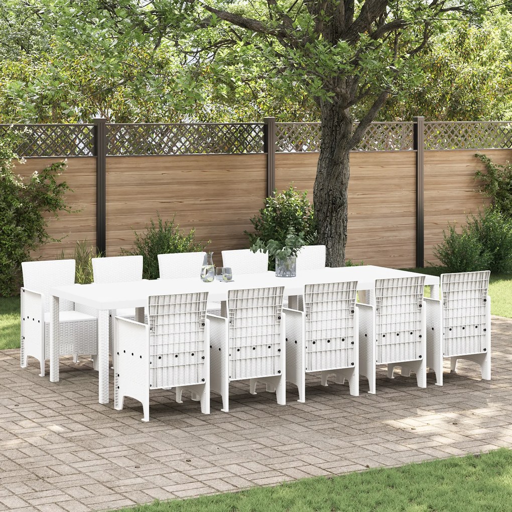 vidaXL Conjunto de Jantar para Jardim de 11 Peças Branco em Polirattan