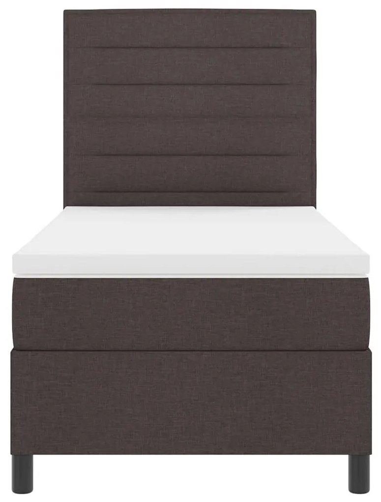 Cama Box com Colchão e LED, Castanho Escuro, 90 x 200 cm, Tecido
