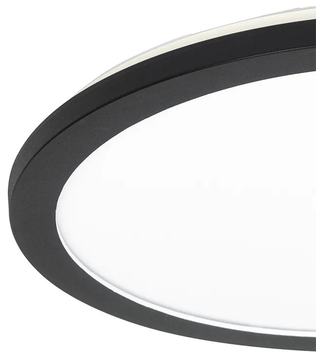 Candeeiro de teto preto 40 cm com LED regulável em 3 níveis IP44 - Steve Moderno