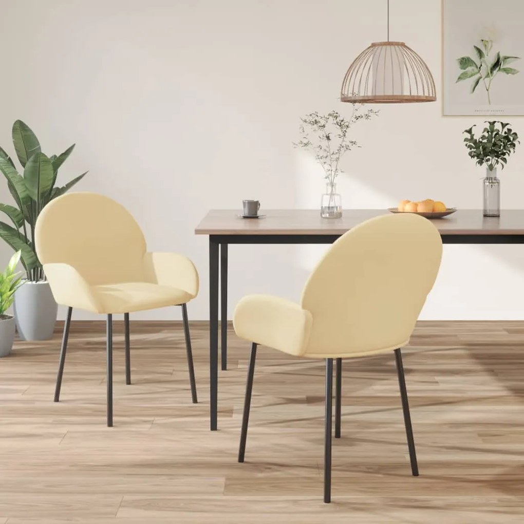 vidaXL Cadeiras de jantar 2 pcs veludo cor creme