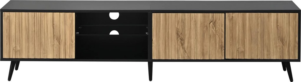 Móvel baixo para TV LED, Cor natural+Preto | AOSOM Portugal