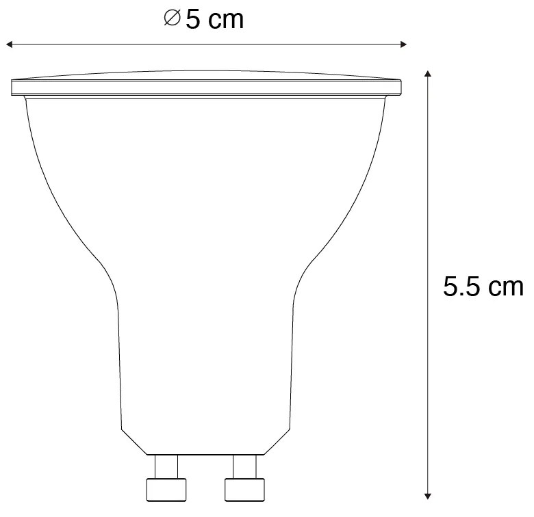 Conjunto de 5 lâmpadas LED GU10 reguláveis com sensor crepuscular 3W 200 lm 2200K