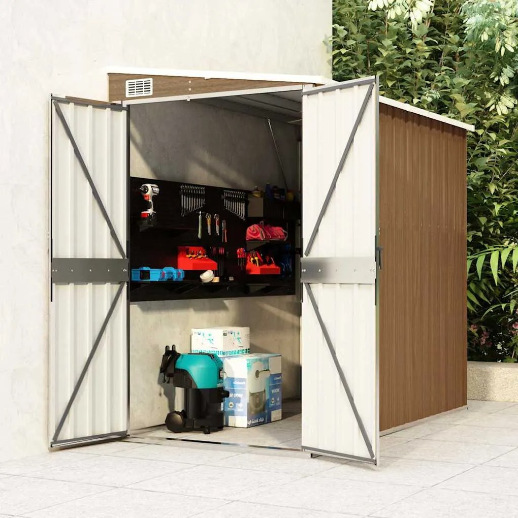 vidaXL Abrigo suspenso p/ jardim 118x194x178 cm aço galvaniz. castanho
