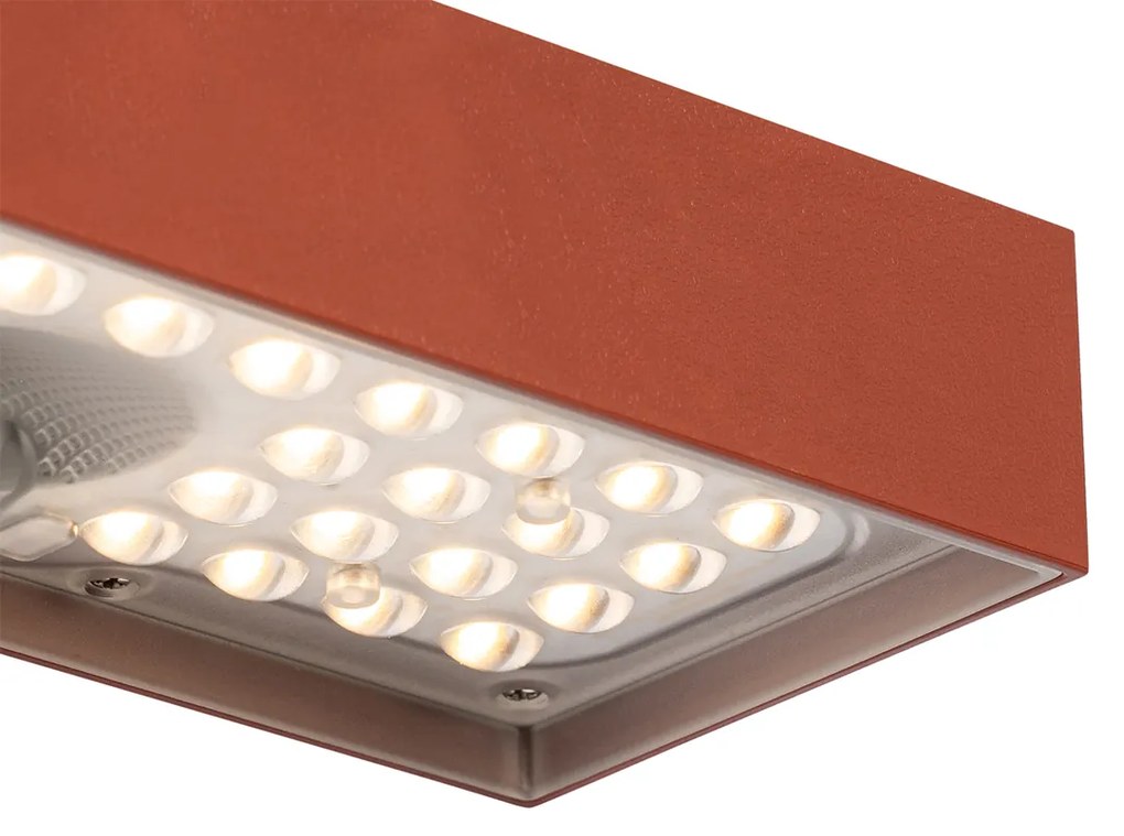 Candeeiro de parede exterior vermelho com luz regulável e sensor solar - Kayo