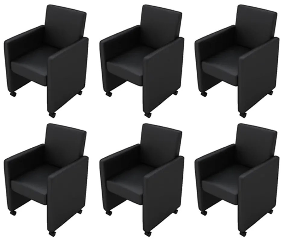 Cadeiras de jantar 6 pcs couro artificial preto