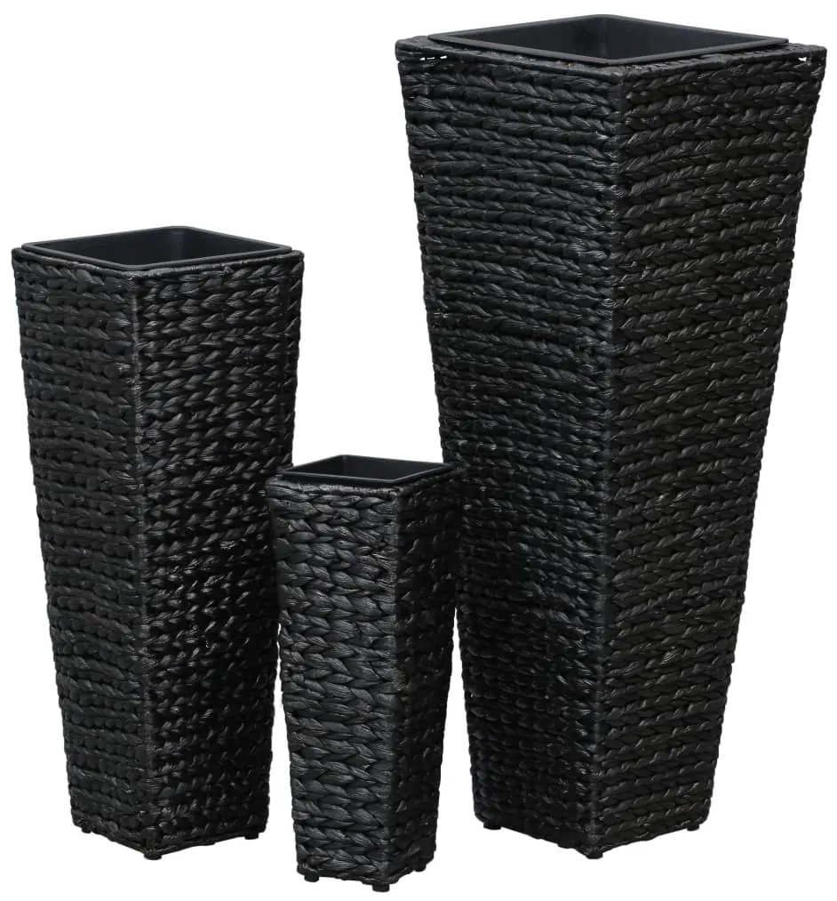 Vasos/floreiras 3 pcs jacinto de água preto