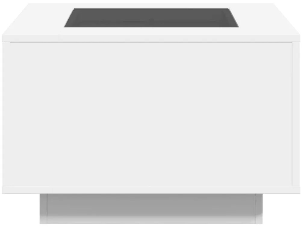 Mesa de centro c/LEDs 60x60x40cm contraplacado branco brilhante