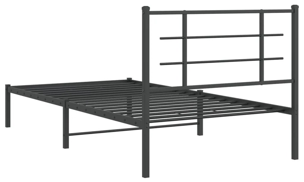 Estrutura de cama com cabeceira 100x200 cm metal preto