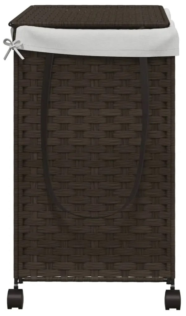 Cesto p/ roupa suja com rodas 60x35x60,5cm vime castanho-escuro