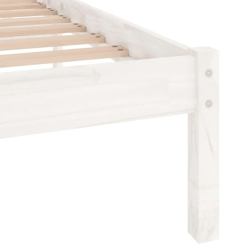 Estrutura cama pequena casal UK 120x190 cm pinho maciço branco