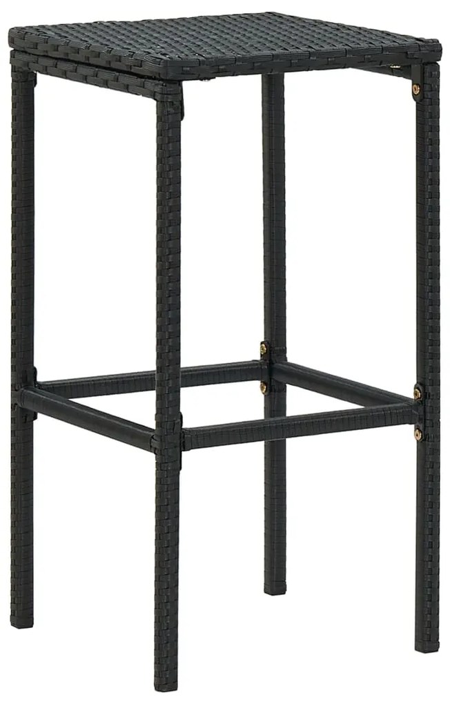 7 pcs conjunto de bar p/ jardim com almofadões preto