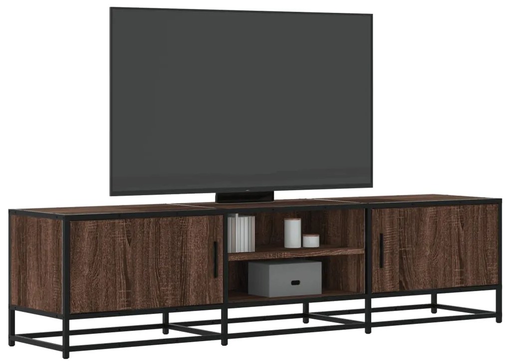 vidaXL Móvel TV 160x35x41 cm derivados madeira/metal carvalho castanho