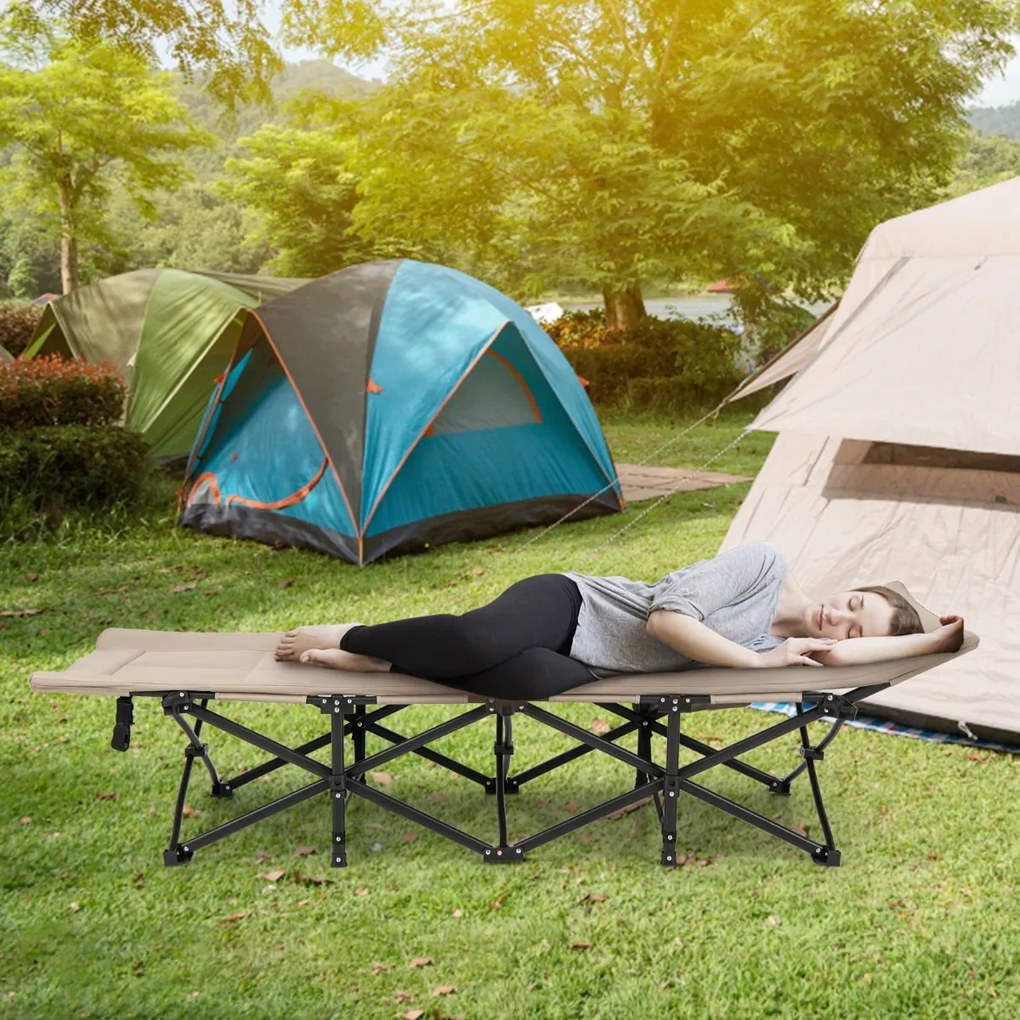 Berço de acampamento dobrável com bolsa de transporte, almofada e apoio de cabeça - cinza