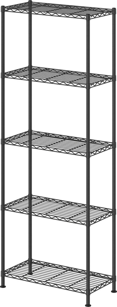 Estante de metal, prateleiras ajustáveis 30 x 60 x 161 cm, estante de arrumação com 5 níveis para garagem preta