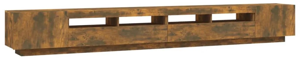 Conjunto móveis de TV 3pcs c/ LEDs madeira carvalho fumado