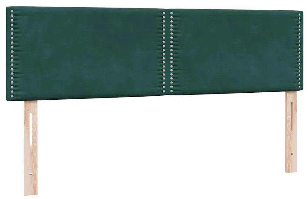 Box Cama primavera com Colchão Verde Escuro 140x210 cm Veludo