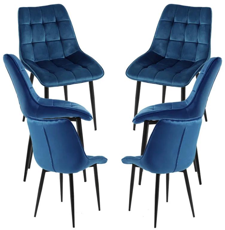 Pack 6 Cadeiras Cade Veludo - Azul