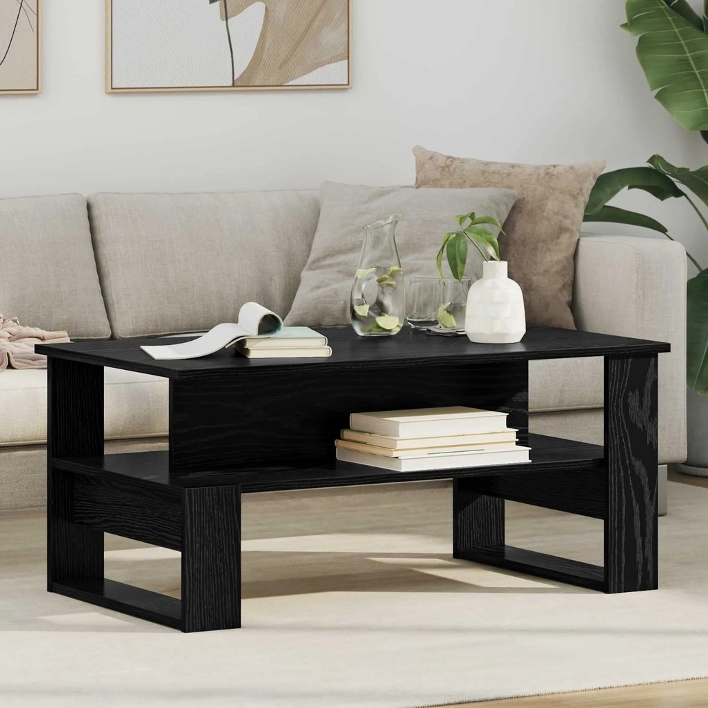 vidaXL Mesa de centro Carvalho Preto 90 x 50 x 40 cm