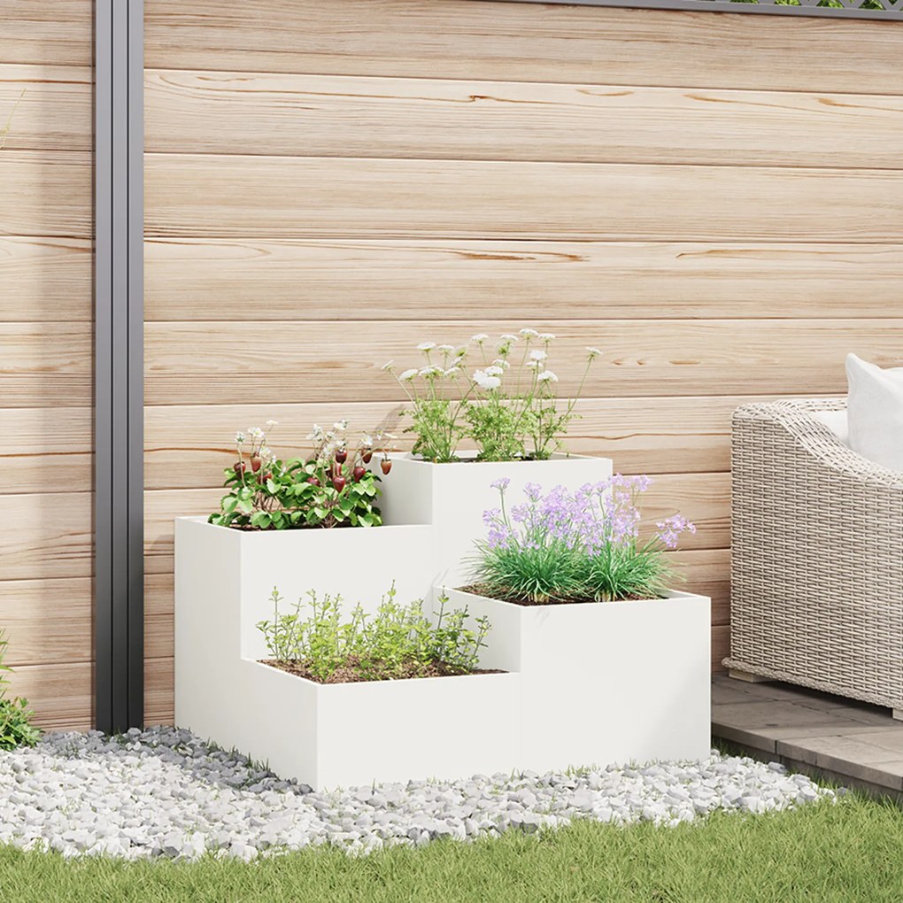 Jardineira vidaXL 80x80x60 cm Aço Branco