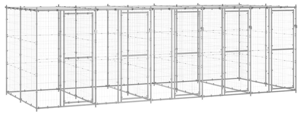 Canil de exterior com telhado 12,1 m² aço galvanizado