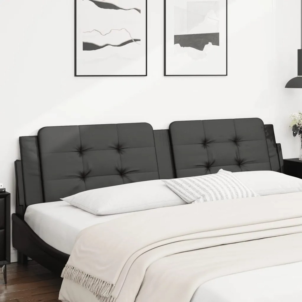 vidaXL Almofadão de cabeceira 200 cm couro artificial preto