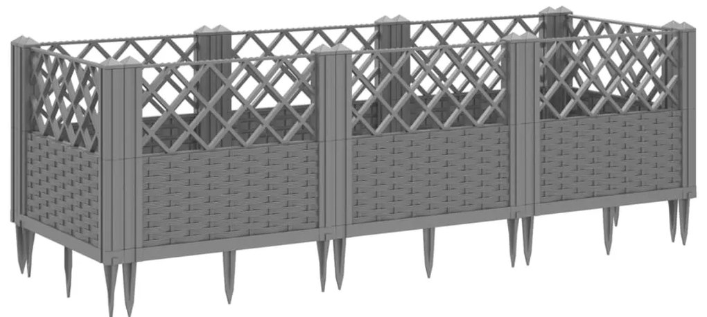 Vaso/floreira jardim c/ estacas 123,5x43,5x43,5 cm cinza-claro