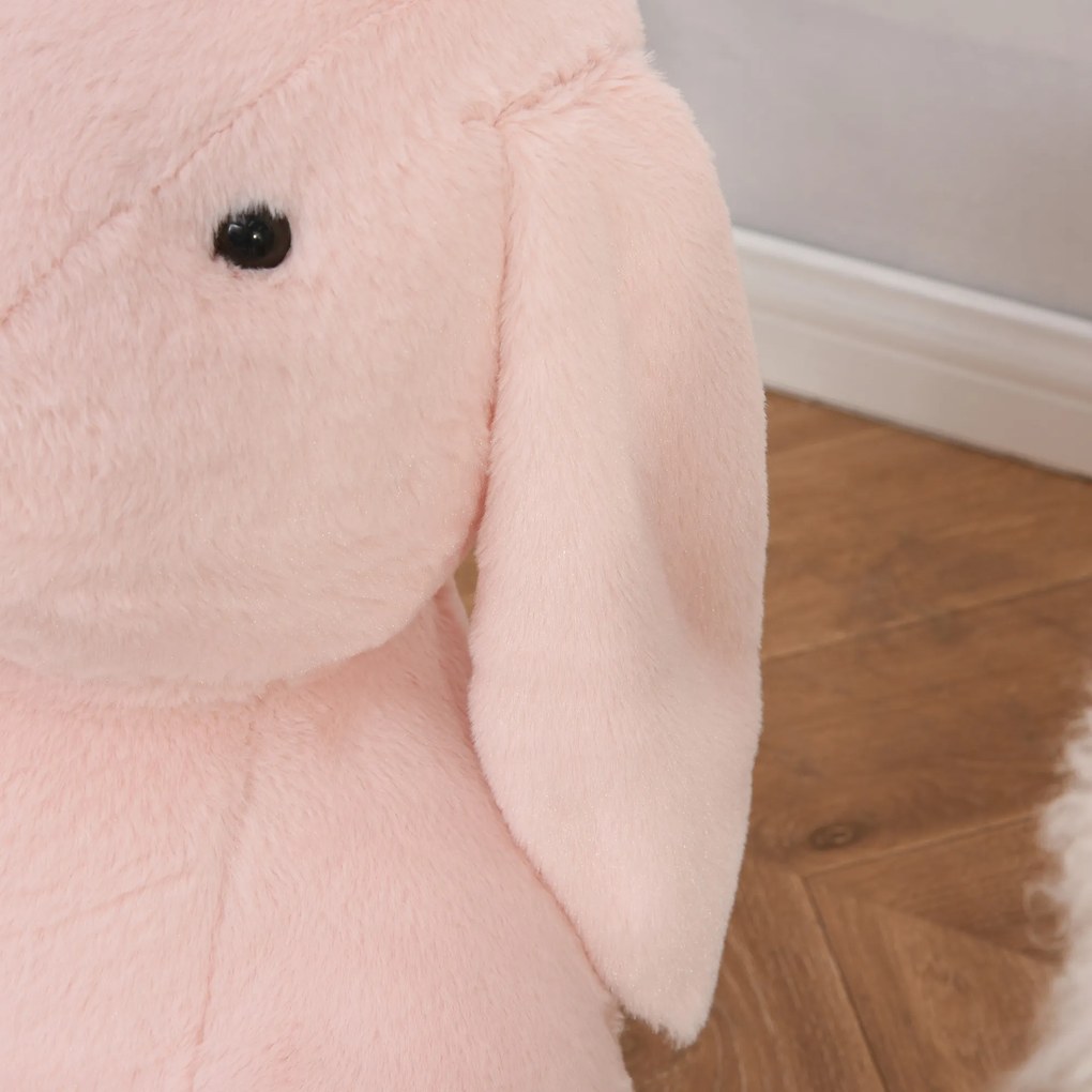 HOMCOM Sofá em forma de coelho para crianças acima de 18 meses com apoio de braços e almofada antiderrapante 60x50x59cm Rosa