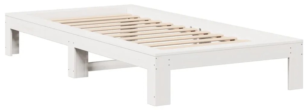 Cama sem colchão 75x190 cm madeira de pinho maciça branco