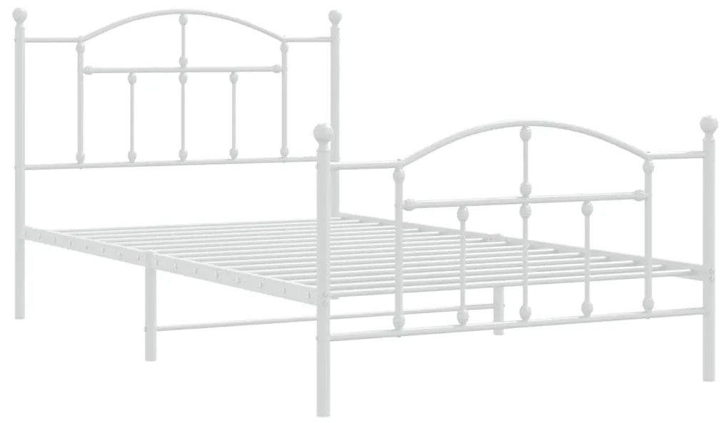 Estrutura de cama com cabeceira e pés 100x200 cm metal branco