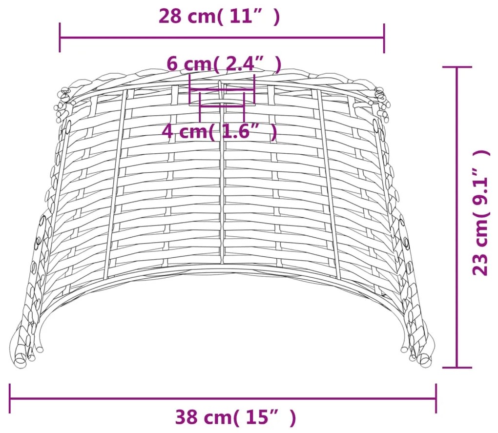 Abajur de teto Ø38x23 cm vime castanho