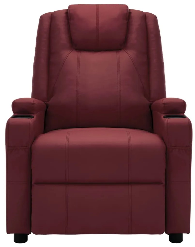 Poltrona Kaila de Massagens Reclinável em Couro Artificial - Vermelho