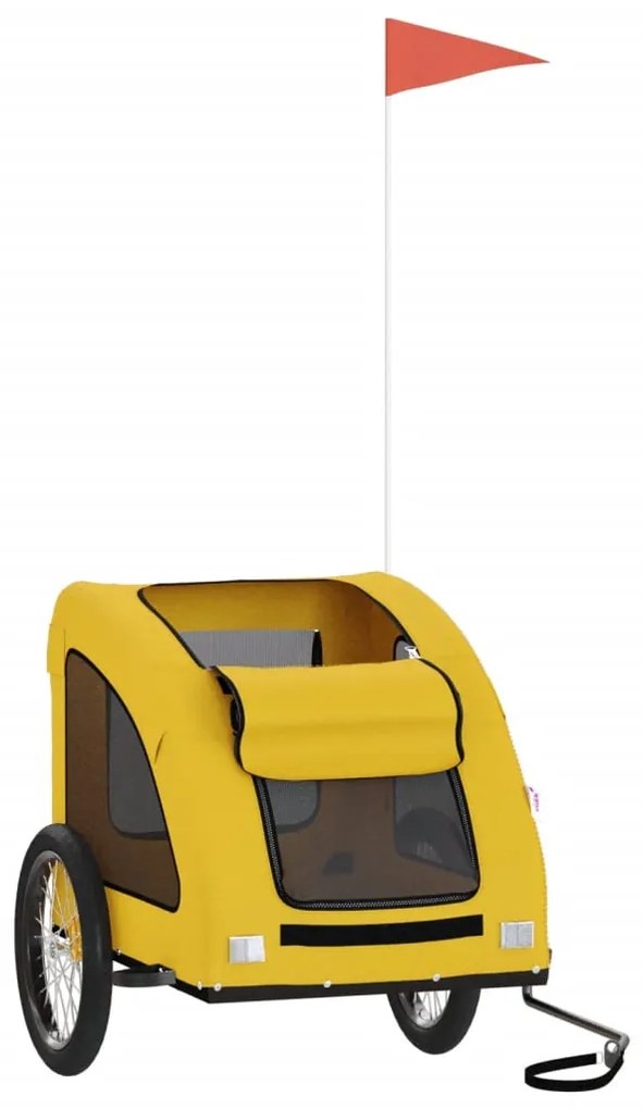 Reboque bicicleta p/ animais tecido oxford/ferro amarelo