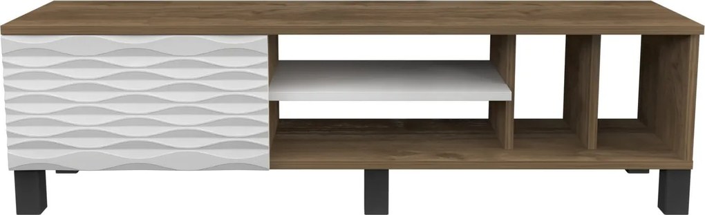 Móvel TV Olyo – Nogueira e Branco – 140 cm x 35 cm x 40,3 cm