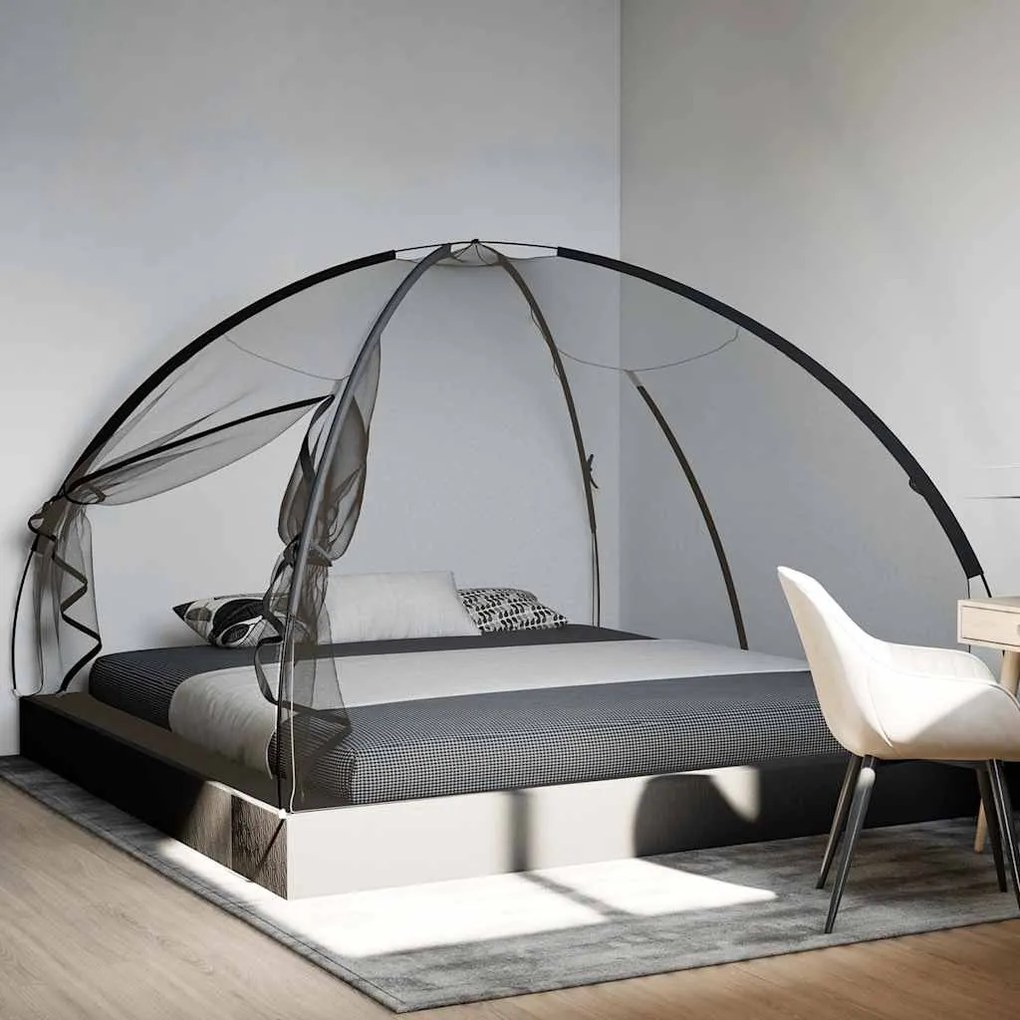 vidaXL Rede mosquiteira com portas malha 220 200x200x135 cm preto