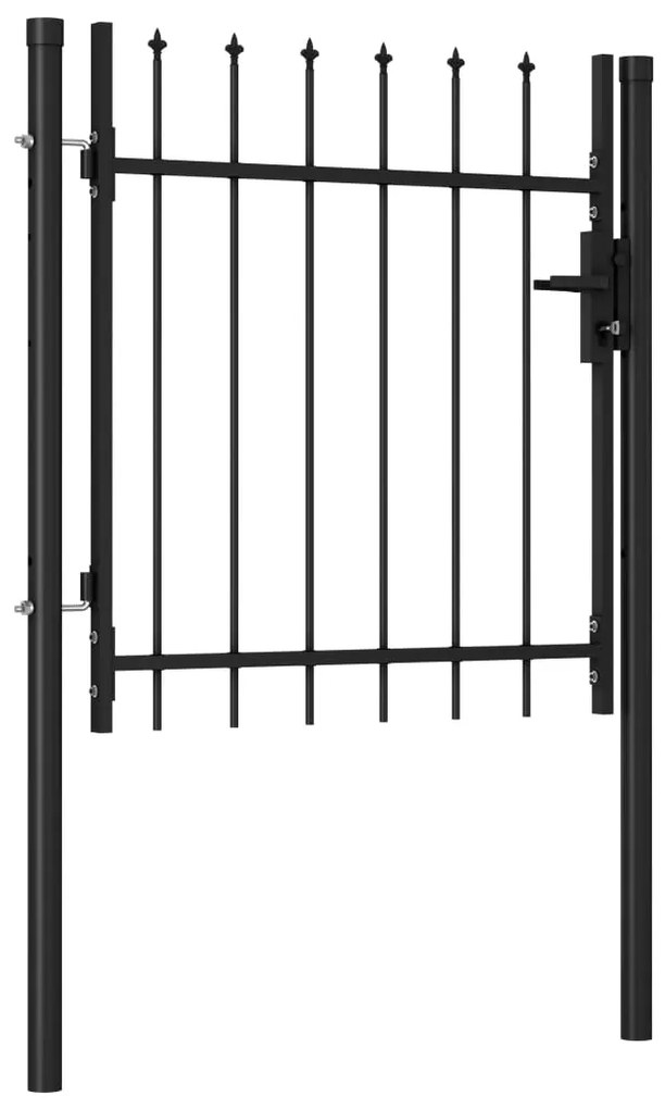 Portão de vedação individual com topo em espeto aço 1x1m preto