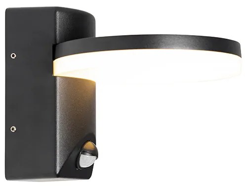 Candeeiro de parede exterior preto com LED IP54 sensor de movimento - Esmee