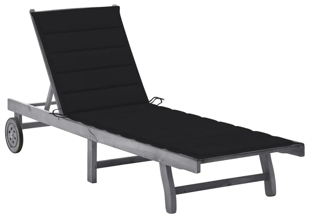 vidaXL Espreguiçadeira de jardim c/ almofadão acácia maciça cinzento