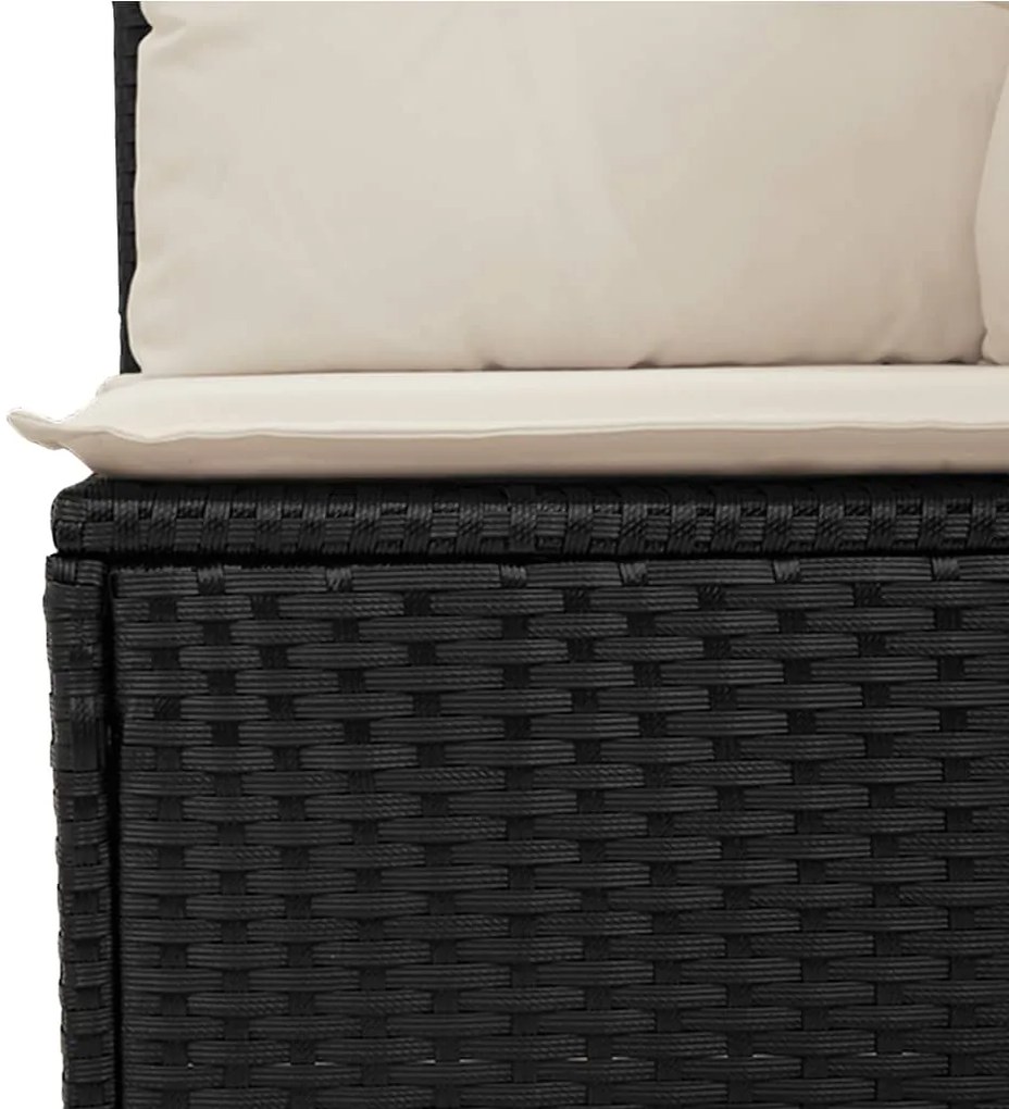Sofá de jardim com almofadões 2 lugares vime PE preto