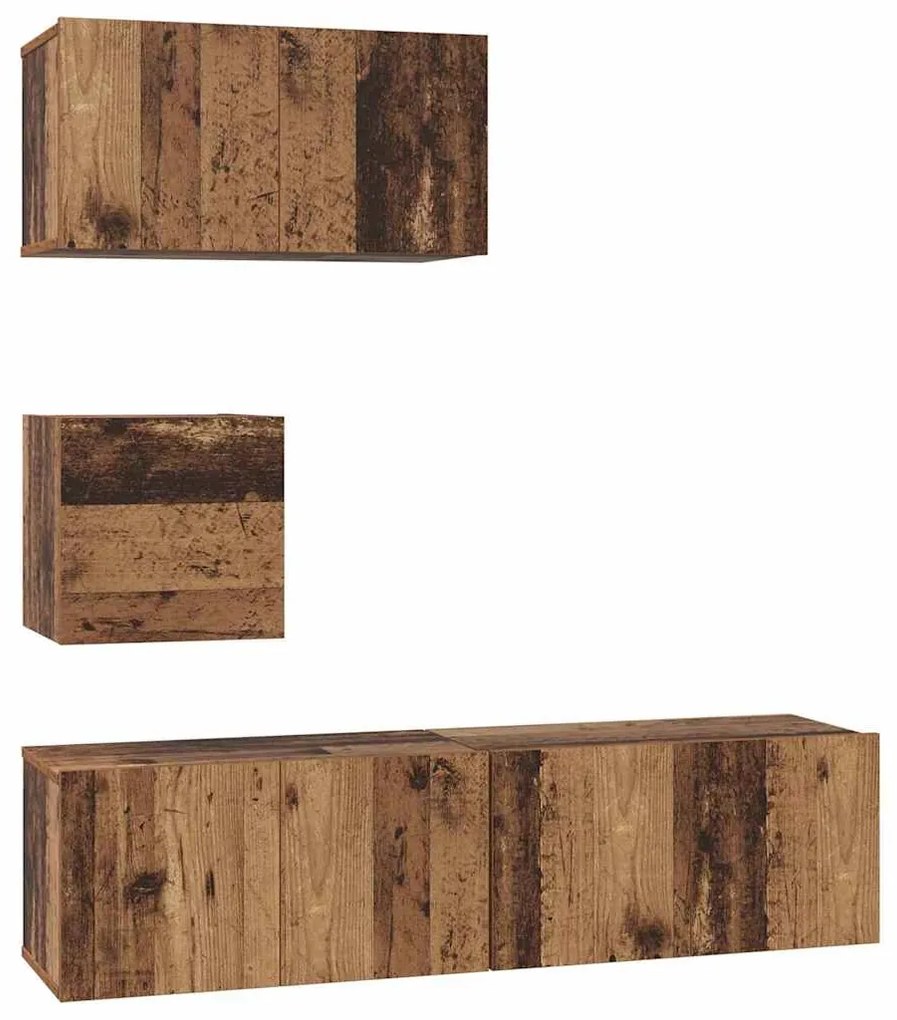 Conjunto de móvel de TV 4 pcs Madeira antiga 60 x 30 x 30 cm