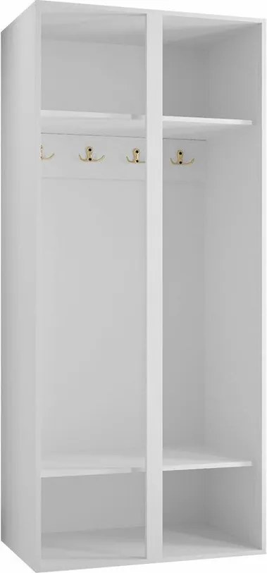 Roupeiro Hartford 394, Preto, 186x74x44cm, 50 kg, Portas para roupeiro: Com dobradiças, Número de prateleiras: 2, Número de prateleiras: 2