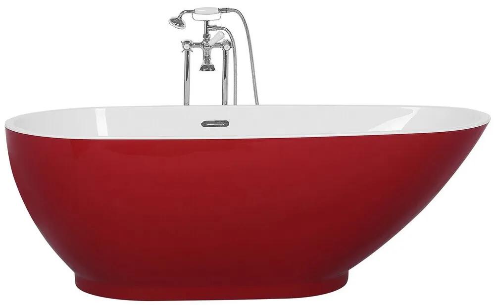 Banheira autónoma em acrílico vermelho e branco 173 x 82 cm GUIANA Beliani